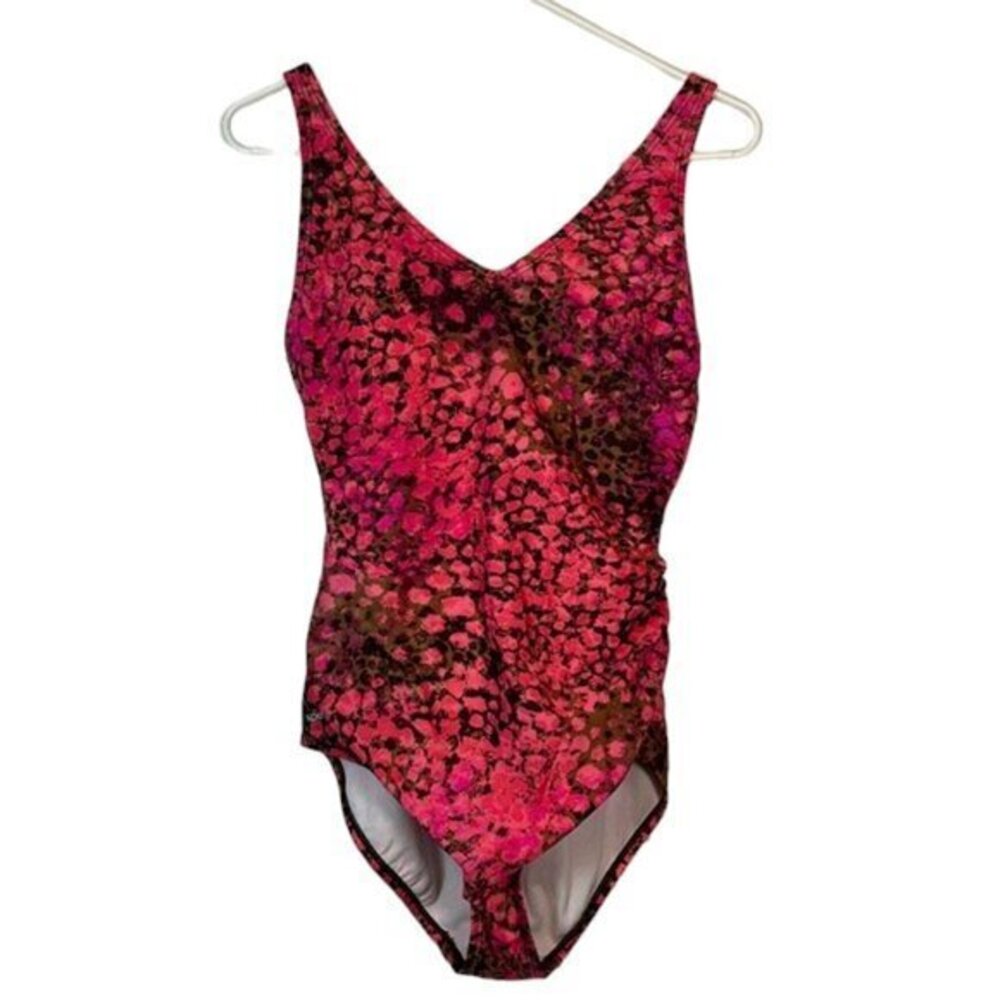 Women's Vintage Speedo Pink Brown Training Swimsuit Size 10 EUC #0927-AZ